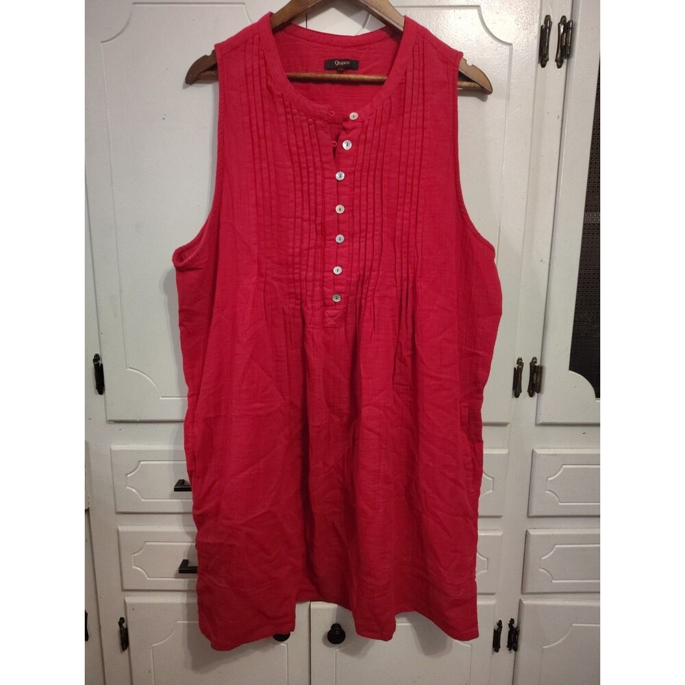 Quince 100% Organic Cotton Sleeveless Swing Dress Size XL Chili Red